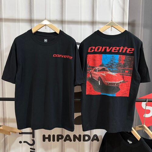 瑕疵处理 雪佛兰corvette做旧印oversize宽松纯棉短袖美式休闲T恤