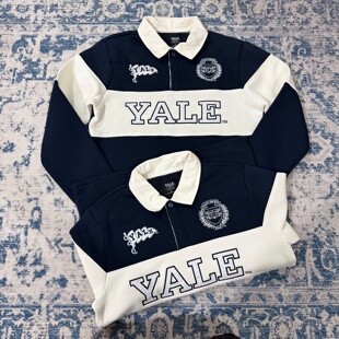 次品Yale耶鲁大学美式休闲衬衫领翻领长袖POLO衫运动刺绣加绒卫衣