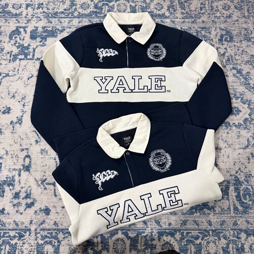 次品Yale耶鲁大学美式休闲衬衫领翻领长袖POLO衫运动刺绣加绒卫衣