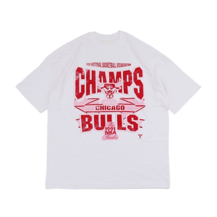 次品处理美式 白色圆领 复古芝加哥篮球队印花t恤洛杉矶vintage短袖