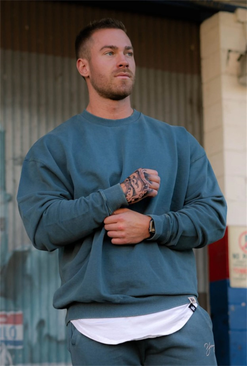 남성과 여성을 위한 FLAW 스포츠 라운드 넥 긴팔 스웨트 셔츠 루즈한 피트니스 의류 재킷 스웨트 셔츠 트레이닝 상의