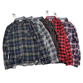 男春秋宽松美式 出口纽约格子长袖 衬衫 潮休闲复古外穿磨毛衬衣外套