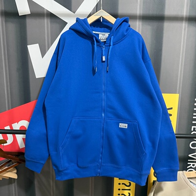 秋冬加绒加厚拉链连帽卫衣北美潮西海岸街舞嘻哈大码外套开衫重磅