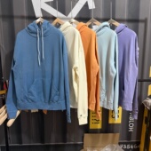 次品处理 水洗纯棉毛圈落肩袖 宽松卫衣套头男女休闲运动连帽上衣