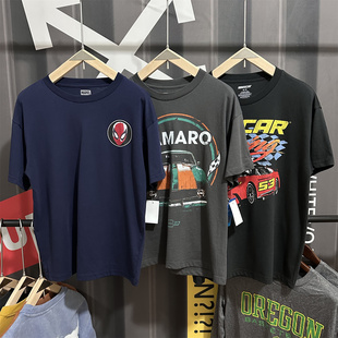 美式休闲宽松T恤蜘蛛侠nascar赛车印花潮流雪佛兰camaro复古短袖