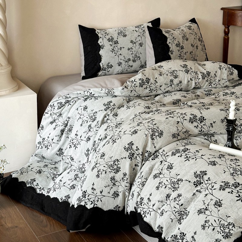 法式少女纯棉双层纱四件套