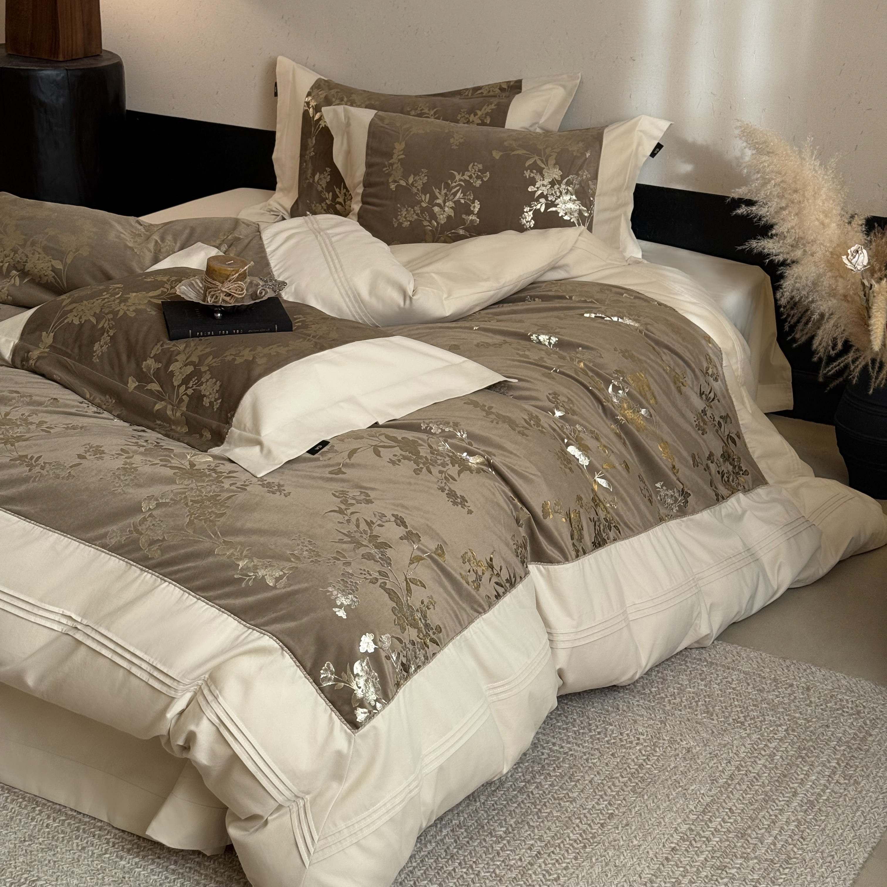秋冬法式复古全棉磨毛四件套纯棉鎏金绒提花新中式加厚被套床用品