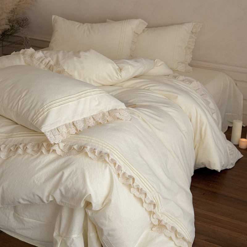 少女心全棉水洗棉四件套浪漫床品