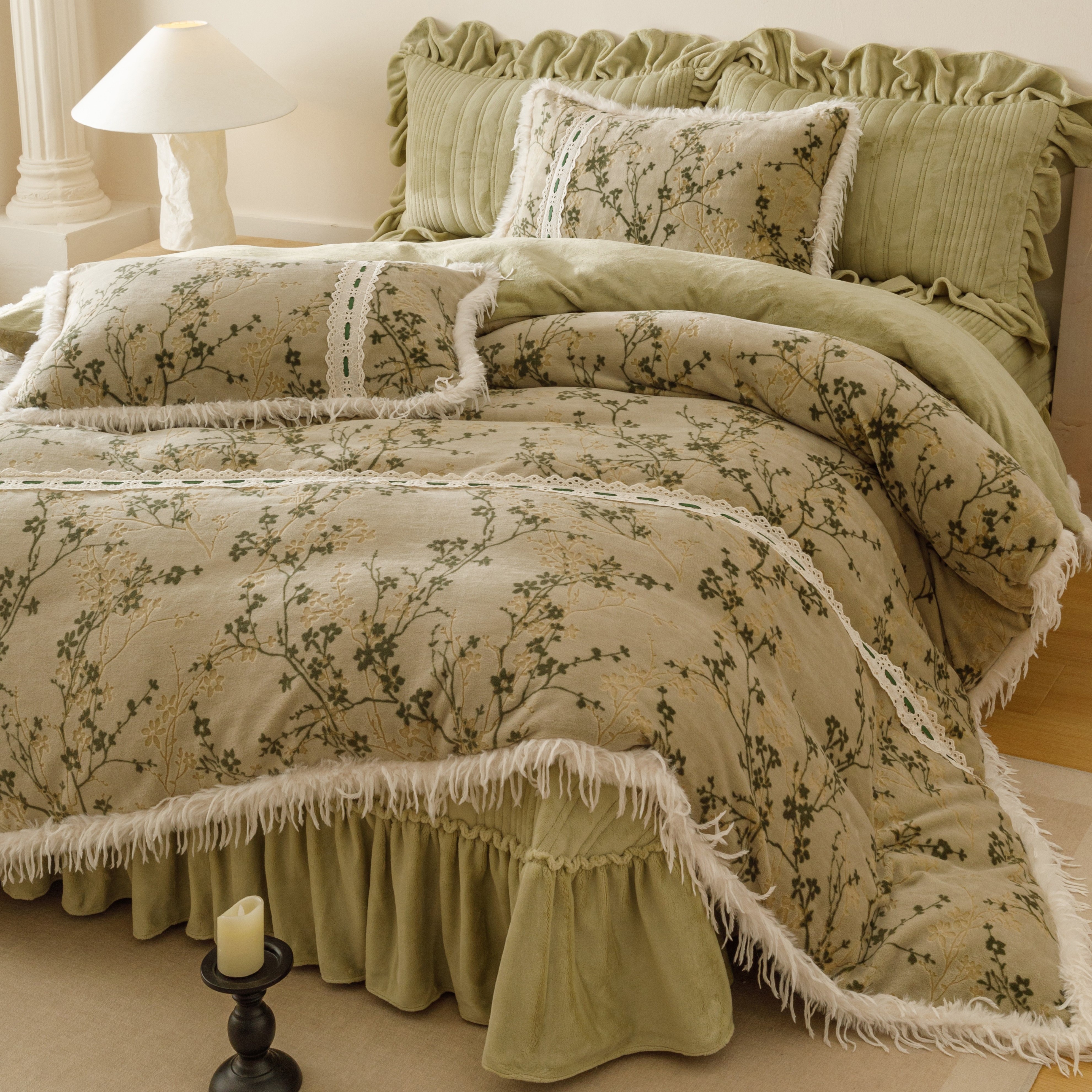 复古加厚雕花牛奶绒四件套公主风