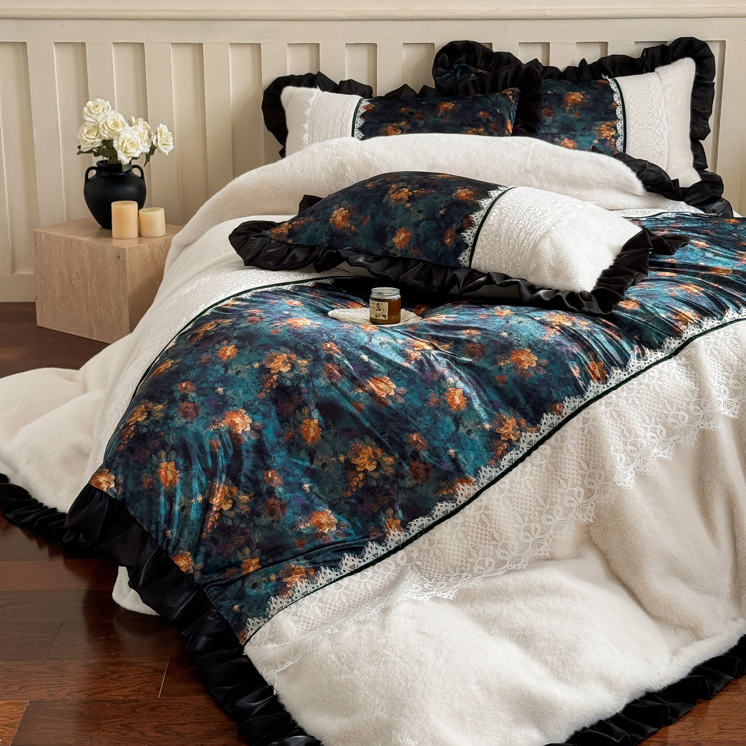 法式轻奢复古牛奶绒床上四件套