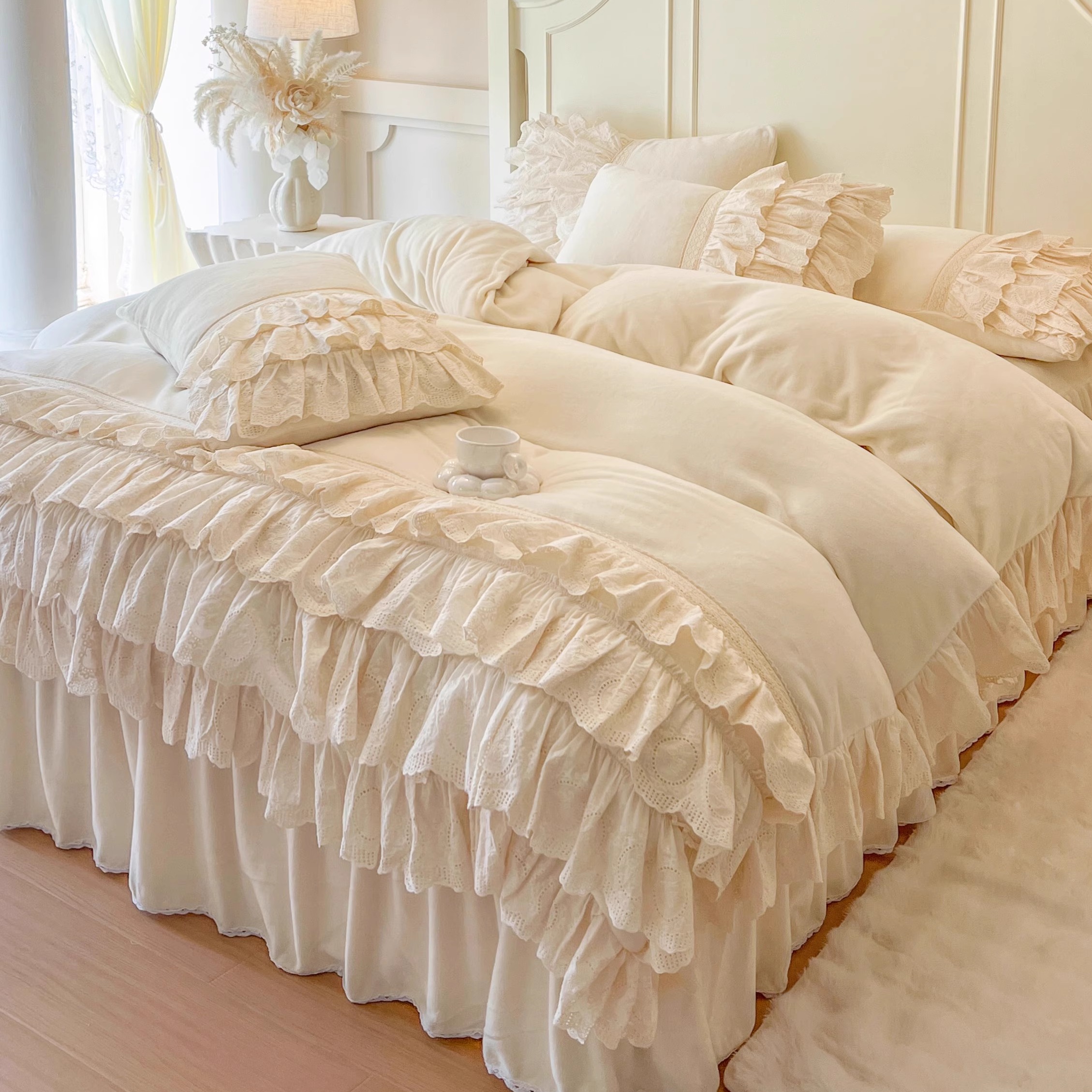 法式仙女加厚牛奶绒少女心四件套