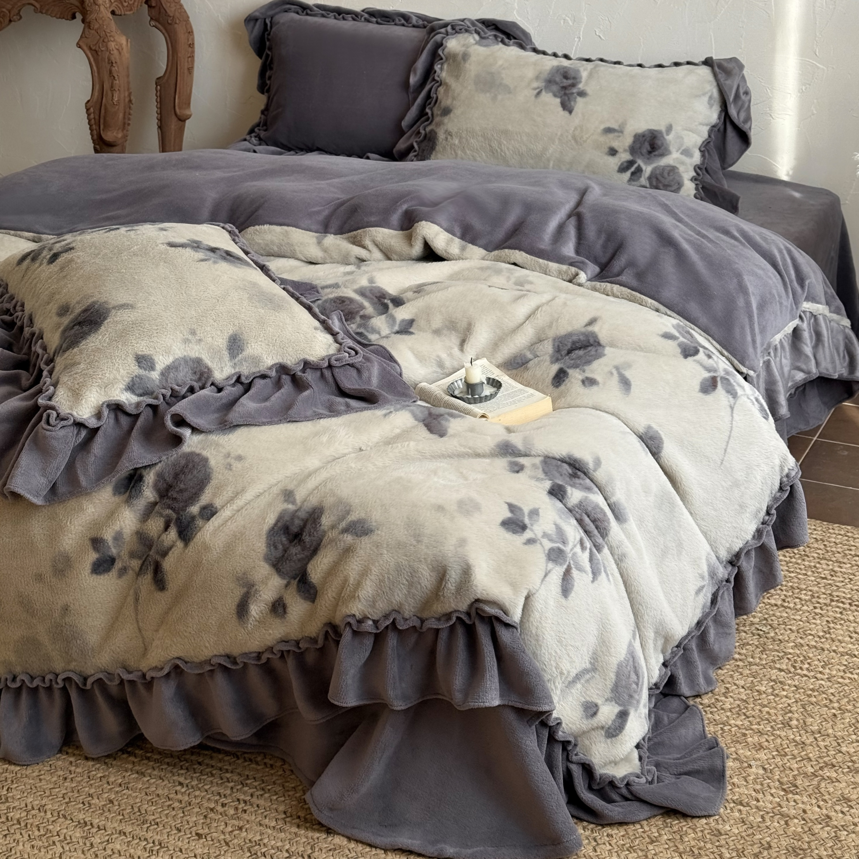 冬季复古加绒加厚牛奶绒四件套