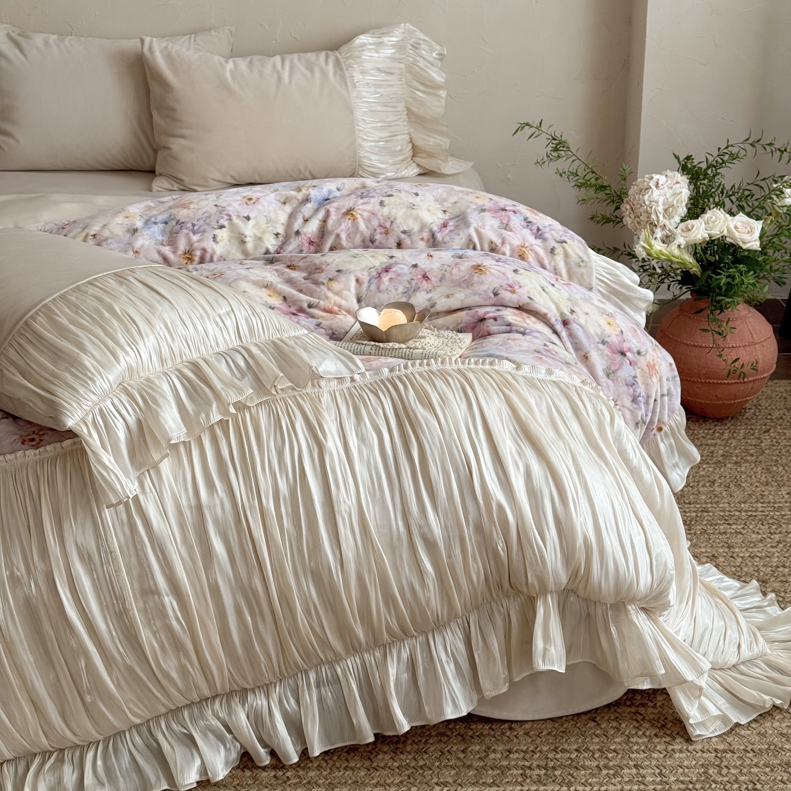 法式浪漫花卉牛奶绒冬季四件套