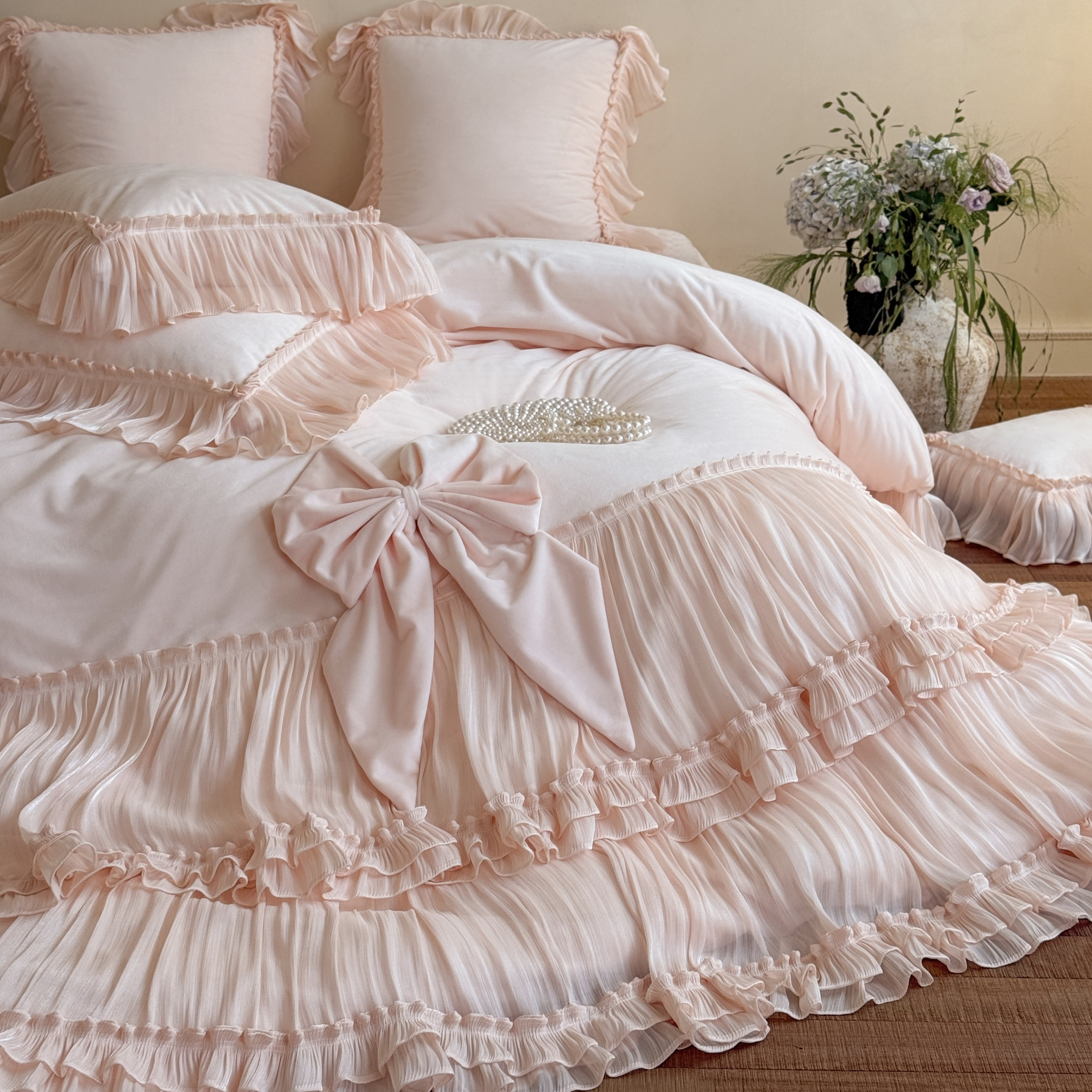 法式浪漫少女冬季牛奶绒四件套