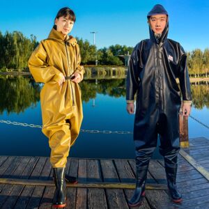 下水裤全身连体加厚防水服雨裤捕抓打鱼皮叉衣水鞋水库渔裤挖藕服
