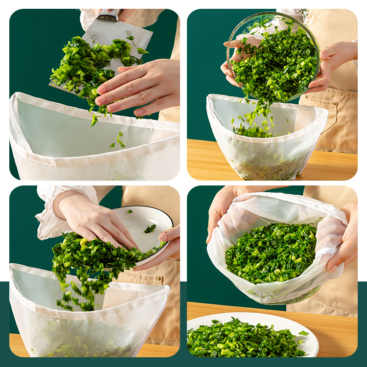 多用碗型挤菜袋蔬菜脱水器豆浆沥水网袋抽绳过滤厨房实用工具