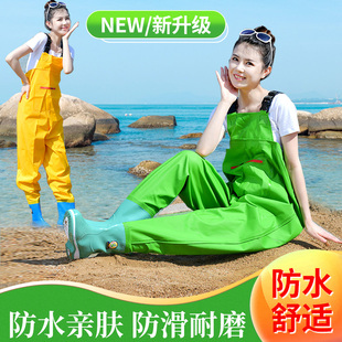 大童防水雨裤 儿童赶海涉水衣服 半身连身抓捕鱼沙滩雨鞋 女士下水裤