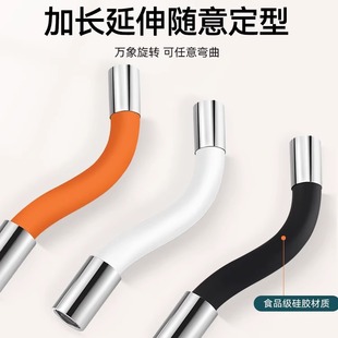 家用厨房水龙头延伸器防溅水嘴硅胶万向可旋转转换接头加长软管子