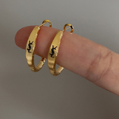 金属圈圈耳环镀厚银镀k金耳圈小众高级设计百搭气质女耳饰