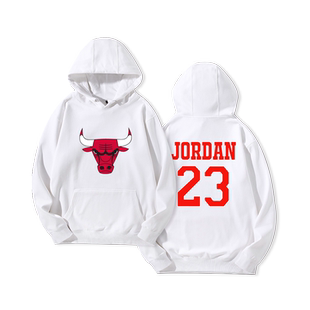 芝加哥公牛aj飞人23卫衣男篮球套头运动外套宽松慢跑简约长袖连帽