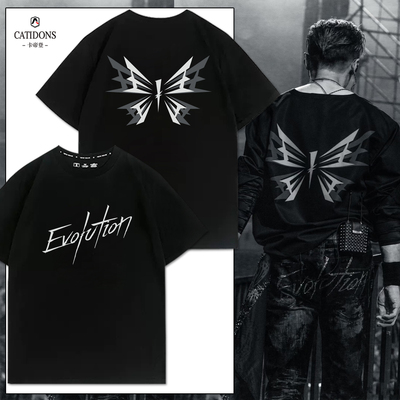 谢霆锋Evolution摇滚蝴蝶短袖t恤