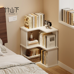 实木转角书架落地床头置物架角落小书柜飘窗展示柜收纳墙边小窄柜