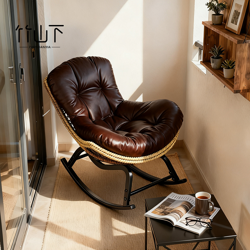 竹山下藤椅摇椅承重强悍四季可用