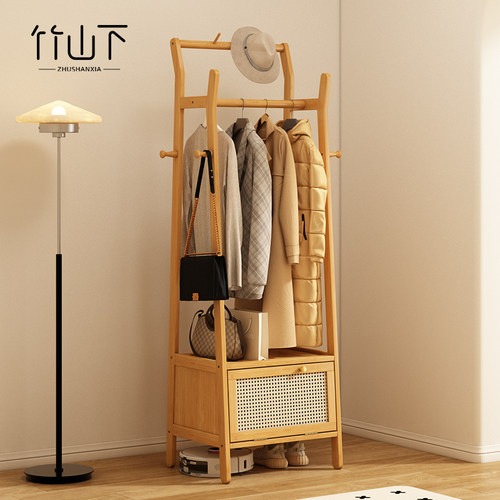 卧室床头柜挂衣架一体防尘置物架