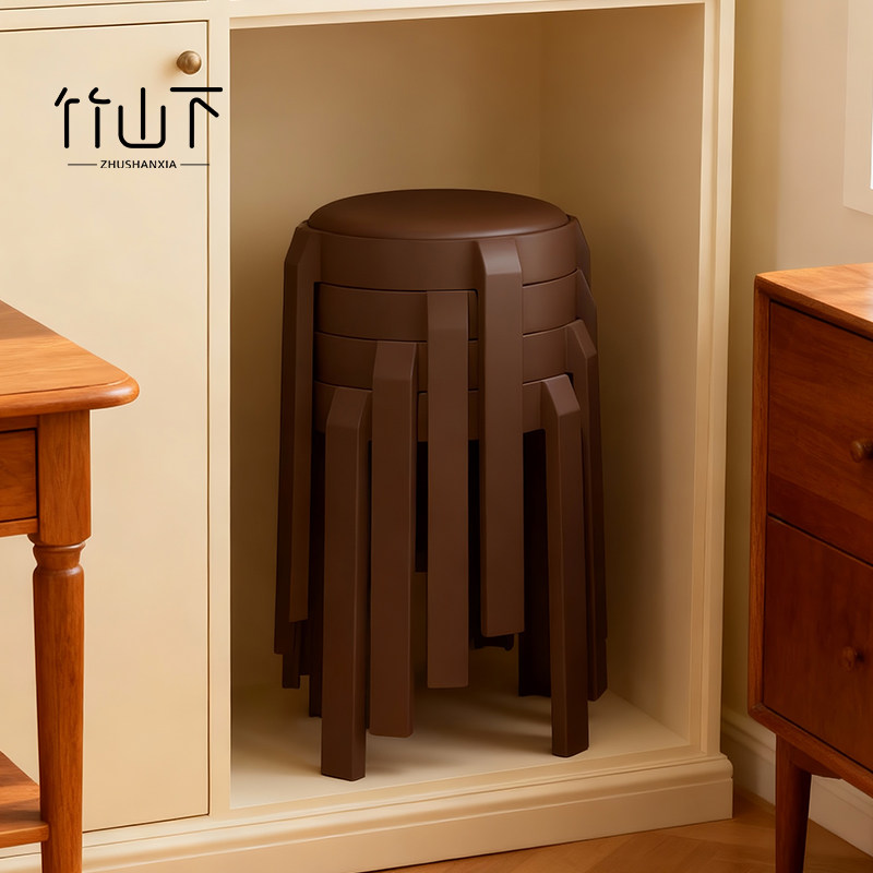 塑料凳子可叠放软包圆凳轻奢高级感餐凳家用结实耐用待客备用凳,住宅家具,其它凳子,淘宝优惠券,粉丝福利购,淘宝优惠卷