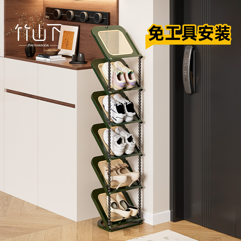 【中古风】透气塑藤倾斜式鞋架