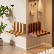 折叠凳家用门口换鞋凳实木壁挂式可坐可收纳穿鞋凳进门凳极窄凳子