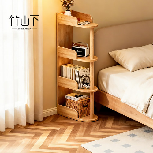 省空间实木靠墙窄边架家用置物架