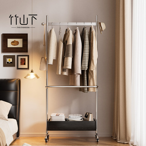 落地挂衣架卧室床头可移动金属衣帽架不占空间置物架衣服次净衣架