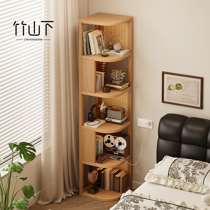 实木转角置物架卧室落地书架储物柜客厅角柜墙角置物柜床头书柜,住宅家具,角柜,淘宝优惠券,粉丝福利购,淘宝优惠卷