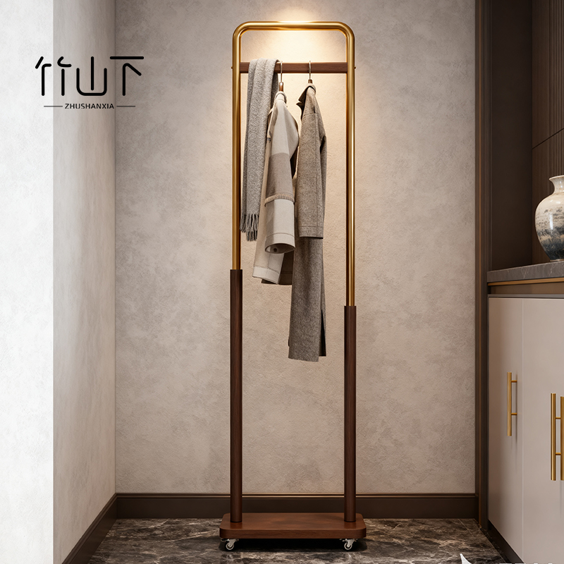 中古风落地式挂衣架移动衣帽架