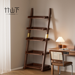 实木书架梯形置物架落地书柜储物柜一体靠墙儿童绘本架家用展示架