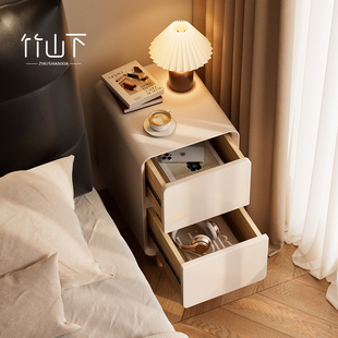 实木床头柜家用卧室床边侧边极窄小柜子奶油风小型夹缝置物收纳柜