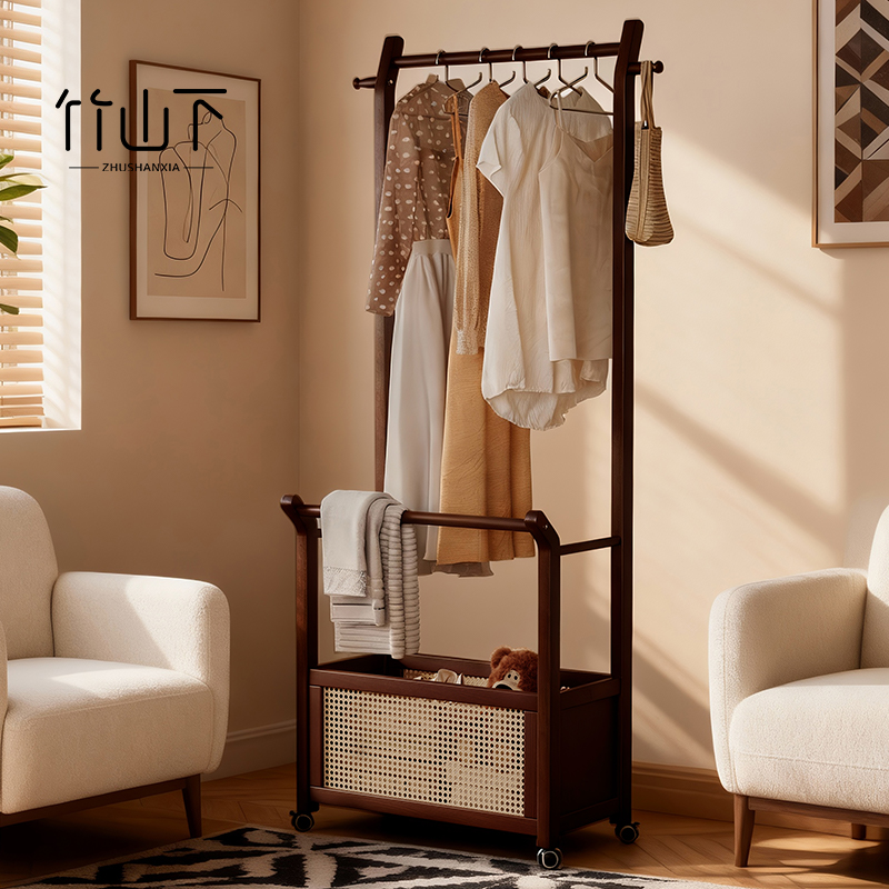 【甄选橡胶木】中古风衣帽架