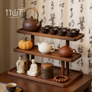 桌面小型实木博古架茶桌置物架茶叶茶杯茶具紫砂壶文玩摆放展示架