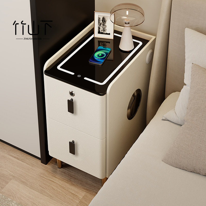智能床头柜家用卧室床边无线充电25cm超窄实木收纳柜侧边置物柜子,住宅家具,床头柜,淘宝优惠券,粉丝福利购,淘宝优惠卷