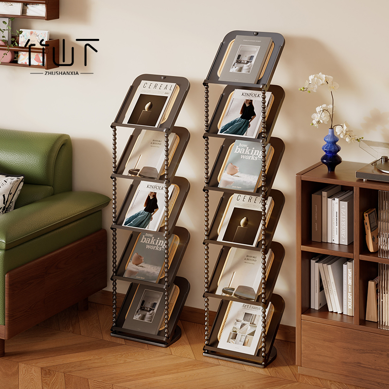 书架落地置物架报刊杂志客厅儿童绘本架书报架中古风展示架报纸架