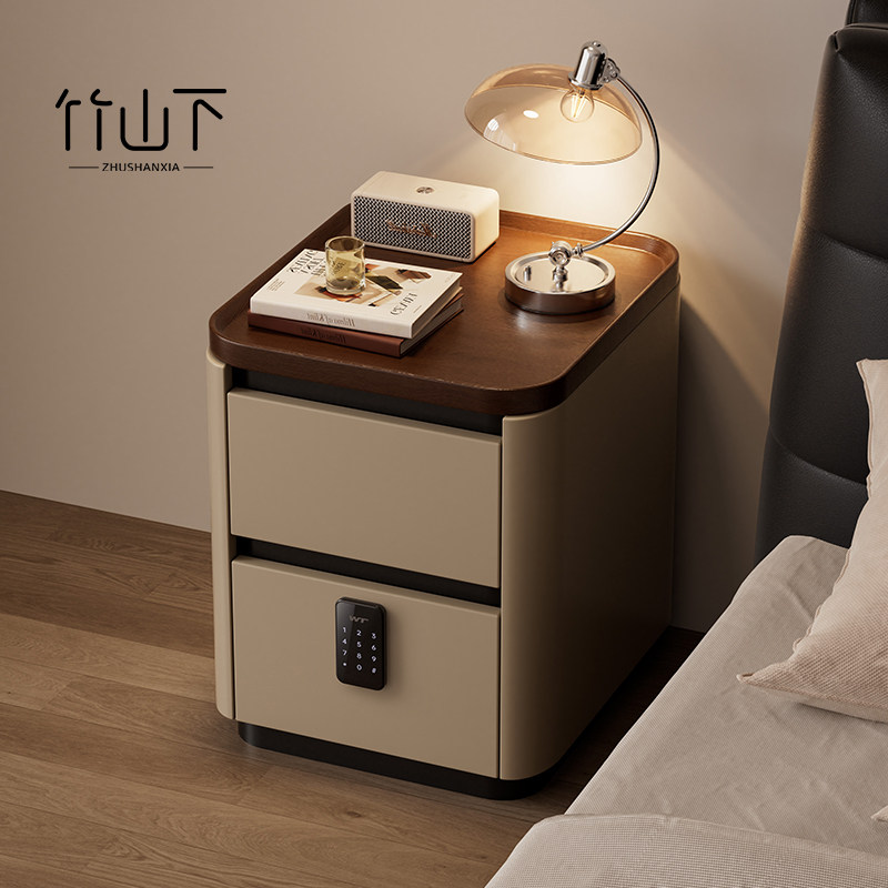 智能床头柜保险箱一体家用卧室小型轻奢高级感床边实木带锁收纳柜,住宅家具,床头柜,淘宝优惠券,粉丝福利购,淘宝优惠卷