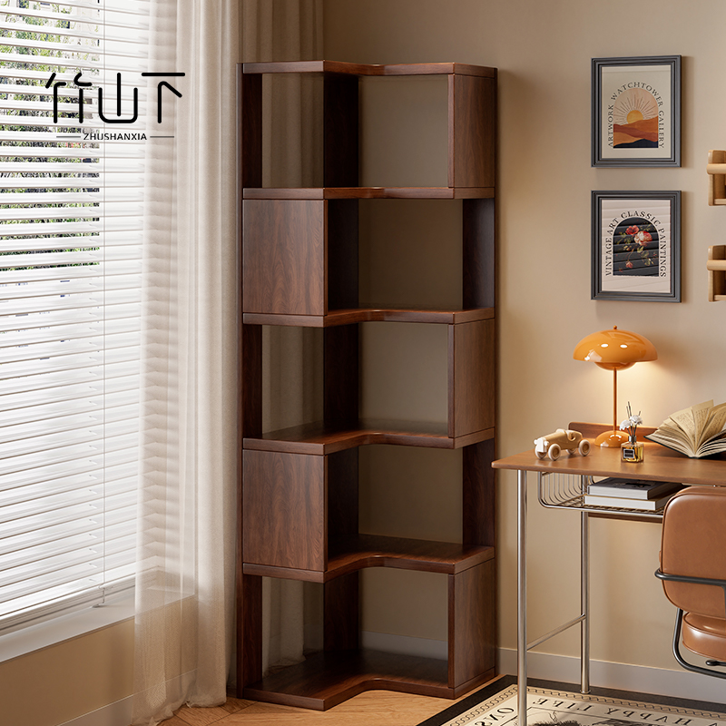 实木转角书架靠墙拐角不占地