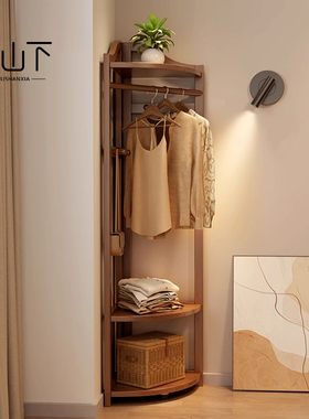 转角衣帽架落地卧室晚上放衣服神器家用简易置物架入户拐角挂衣架