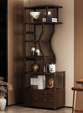 博古架小型新中式茶叶具茶室展示柜茶室现代简约多宝阁摆件置物架