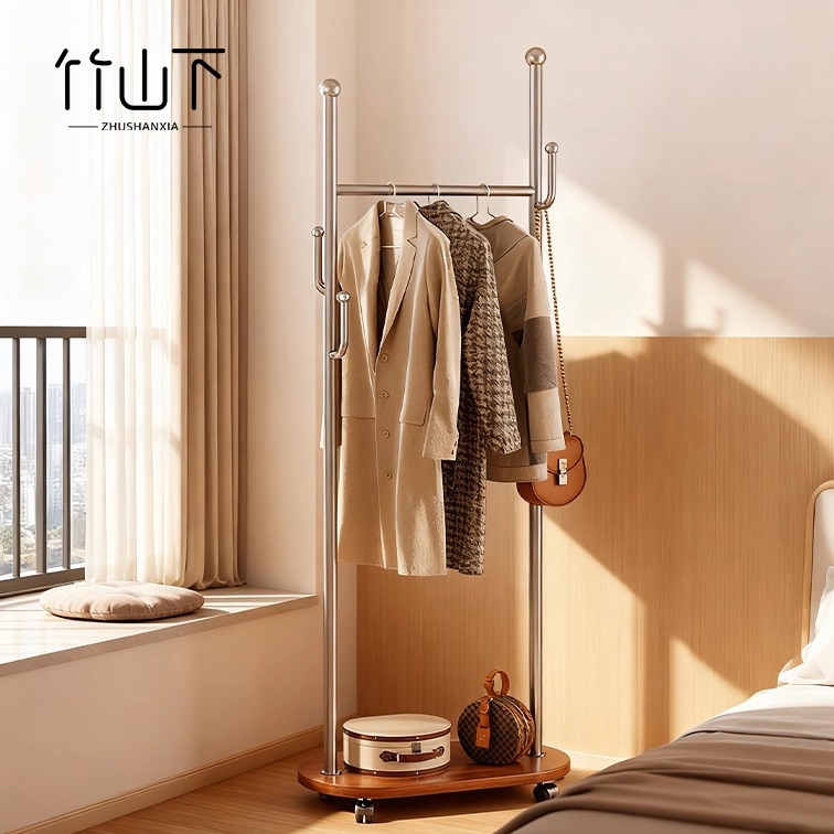 移动衣帽架落地式不占空间家用卧室多功能带收纳挂衣架金属仙人掌