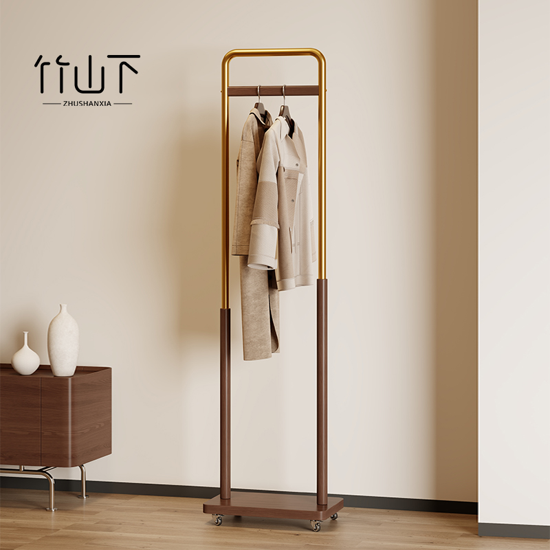 中古风落地式挂衣架移动衣帽架
