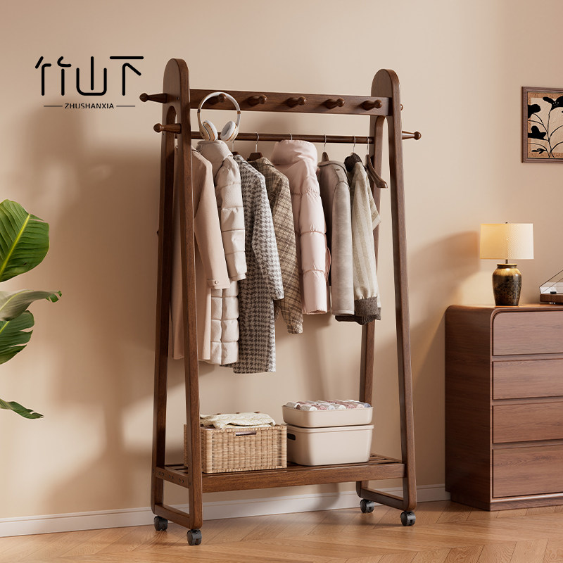 实木落地式衣帽架新款次净衣架卧室家用挂衣架脏衣篓收纳衣服架子,住宅家具,衣帽架,淘宝优惠券,粉丝福利购,淘宝优惠卷