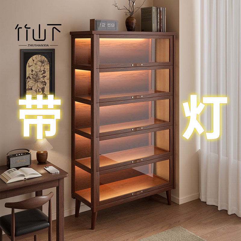 【进口实木】防尘书柜储物柜一体