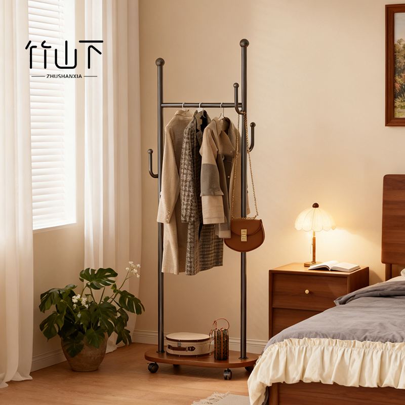 移动衣帽架落地式不占空间家用卧室多功能带收纳挂衣架金属仙人掌